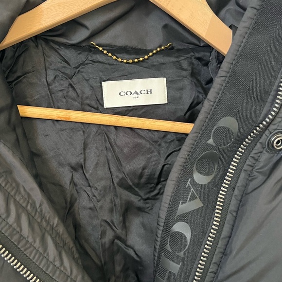Coach Black Long Puffer Coat with Fur Hood - Picture 4 of 8